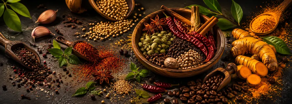 Premium spices and agricultural commodities sourced from India