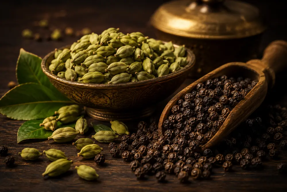 Green cardamom and black pepper from Western Ghats Kerala